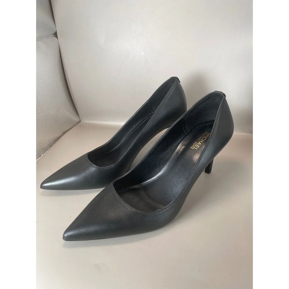 Michael Kors Dorothy Flex Black Leather Pointed Toe Pumps Heels Womens 7M - Picture 2 of 8